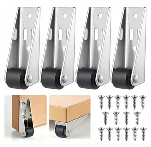 4 Pack Bedroom Door Sinking Repair Caster Wheels, 0.9 Inch Multifunctional Low Profile Fixed Casters, Smooth Quiet Sliding, Easy to Install Replacement Parts for Barn Door, Interior Door, Wardrobe, Cabinet, Closet Organizer