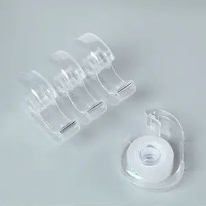 Transparent Tape Dispenser Cutter, Acrylic Tape Holder with Rainbow and Transparent Tapes, Plastic Label Storage Box