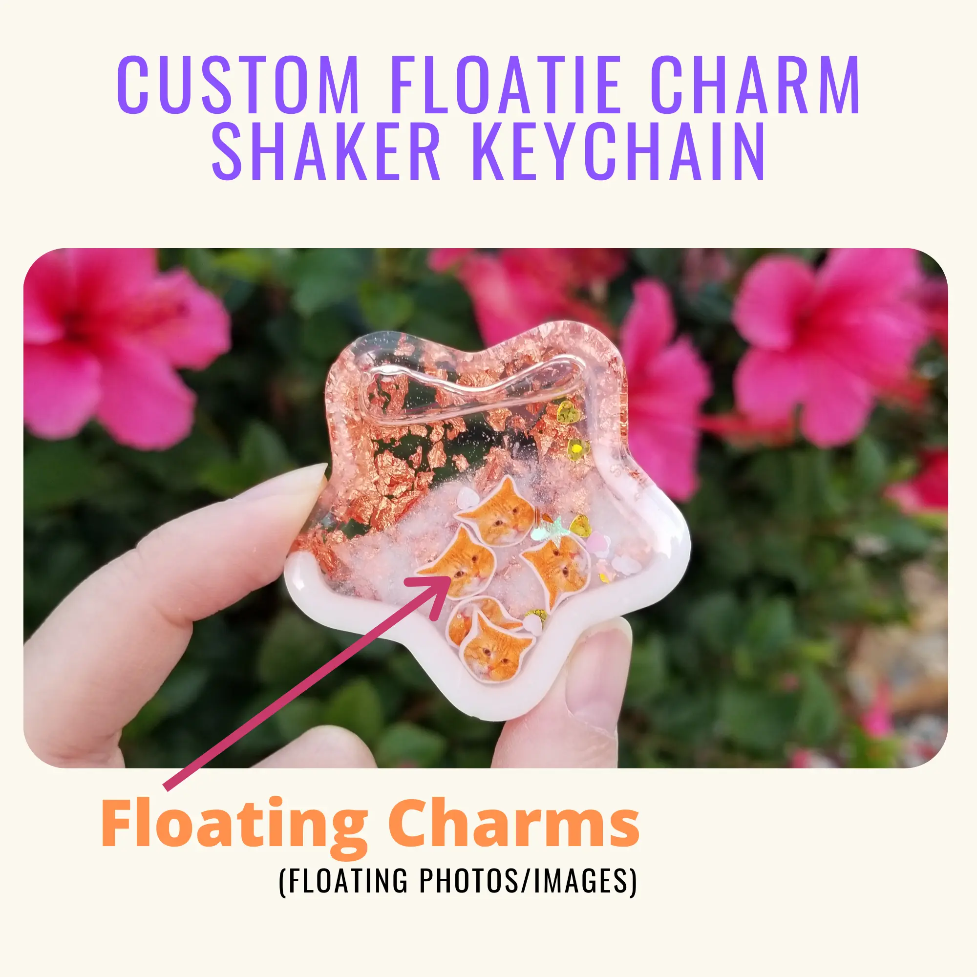 Custom Resin Shaker Keychain with Custom Floating Images | Personalized Custom Photo Keychain | Perfect Birthday Holiday Present | Cute Quicksand Charm with Floating Images Full Color | Pets, Animals, Memories, Keepsake
