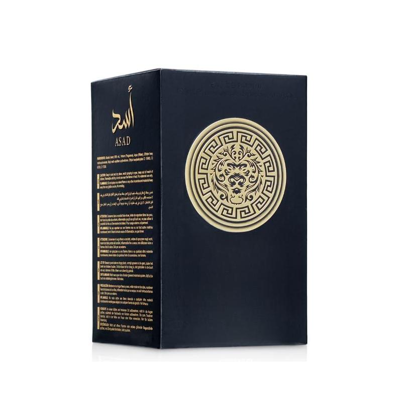 Lattafa Asad Eau de Parfum Spray 3.4 Ounce - Unisex Vanilla Fragrance with Black Pepper & Pineapple Top Notes