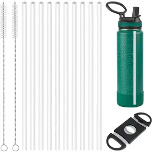 10Pack Straw Set Replacement for ThermoFlask 14OZ/18OZ/24OZ/32OZ/40OZ Bottle, Customizable Length with Cleaning Brushes &  Tool, .