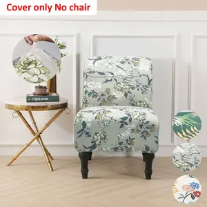 Stretchy Printed Armless Chair Cover, Easy Washable Slipcover for Thick Lounge Chairs & Sofas, Removable Dining Room Chair Protector, Stretch Chair Slipcovers