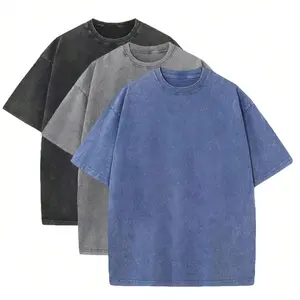 Vintage Washed Oversized Crew Neck T-Shirt, 100% Cotton Casual Short Sleeve Top, Multiple Colors for Men Women