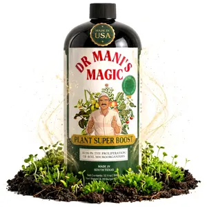 Plant Super Boost | No Ship CA AZ LA FL | Dr Mani's Magic | Live Microbes Soil Restorer, Natural Liquid Fertilizer, Indoor Outdoor Trees Garden Flowers Houseplants