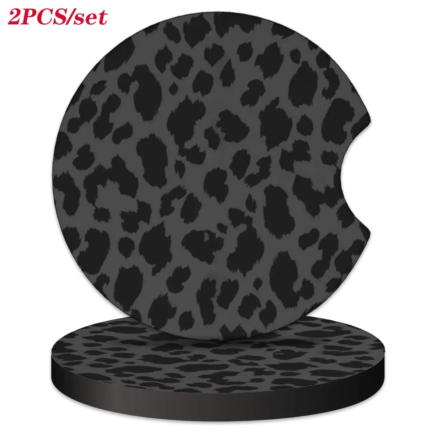 Leopard-print Car Coaster, Round Anti-slip Rubber Car Cup Holder Pad, Universal Car Interior Decoration Accessories for Women, Anti Slip Mat, Car Stuf