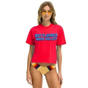 BOTTLEROCK 2025 BOYFRIEND TEE SHIRT - NEON RED