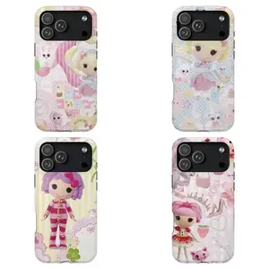 Lalaloopsy Custom Rubber Smartphone Case - Cutecore Pastel Striped Gingham Patchwork Design, Art-Inspired Heavy-Duty Shockproof Cover, Nostalgic Accessory for Doll Fans with Protection for iPhone 17 Pro Max,16,15,14,13,12,11