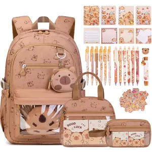 Similove Backpack for School Girls, Girls Backpack Set with Lunch Bag, Pencil Case & 26PCS School Supplies Stationery Kit, Cute Bookbag for Kindergarten Elementary