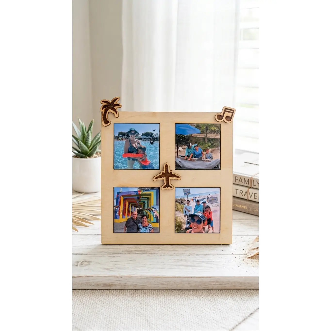 Wanderlust Travel Memories Photo Frame with 4 Personalized Magnets