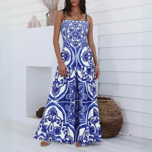 FLAXMAKER Women's Classic Blue Majolica Print One Piece Swimsuit and Skirt Set Bathing Suit Adjustable Shoulder Straps Swimwear #Summervibes outdoorfun