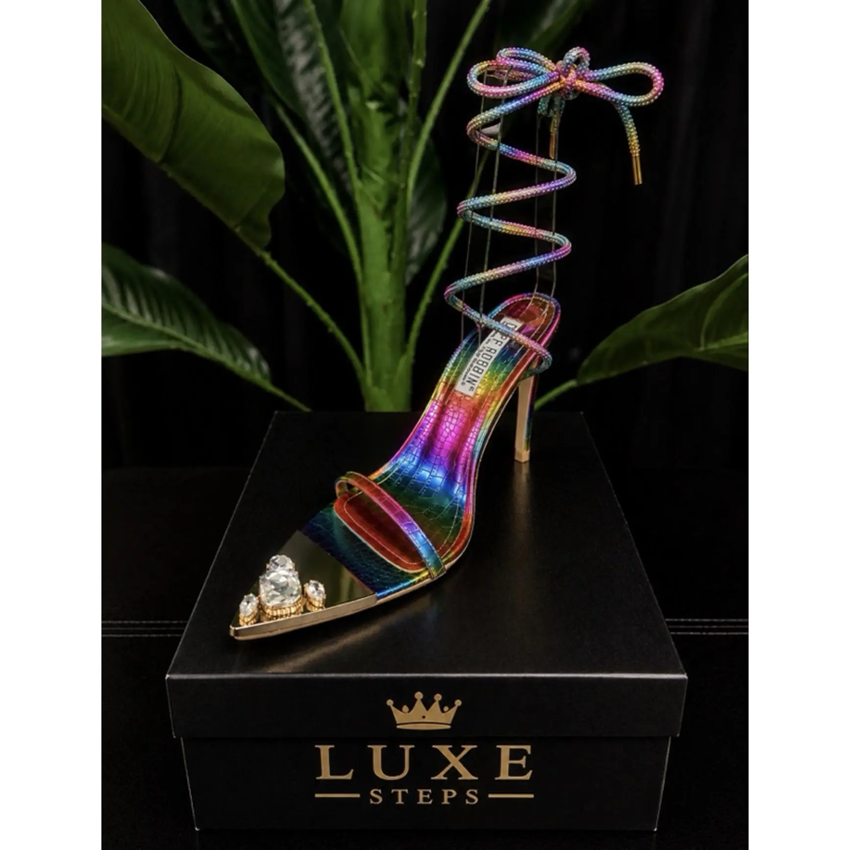 LUXE STEPS Rainbow Heels with Crystal Accents