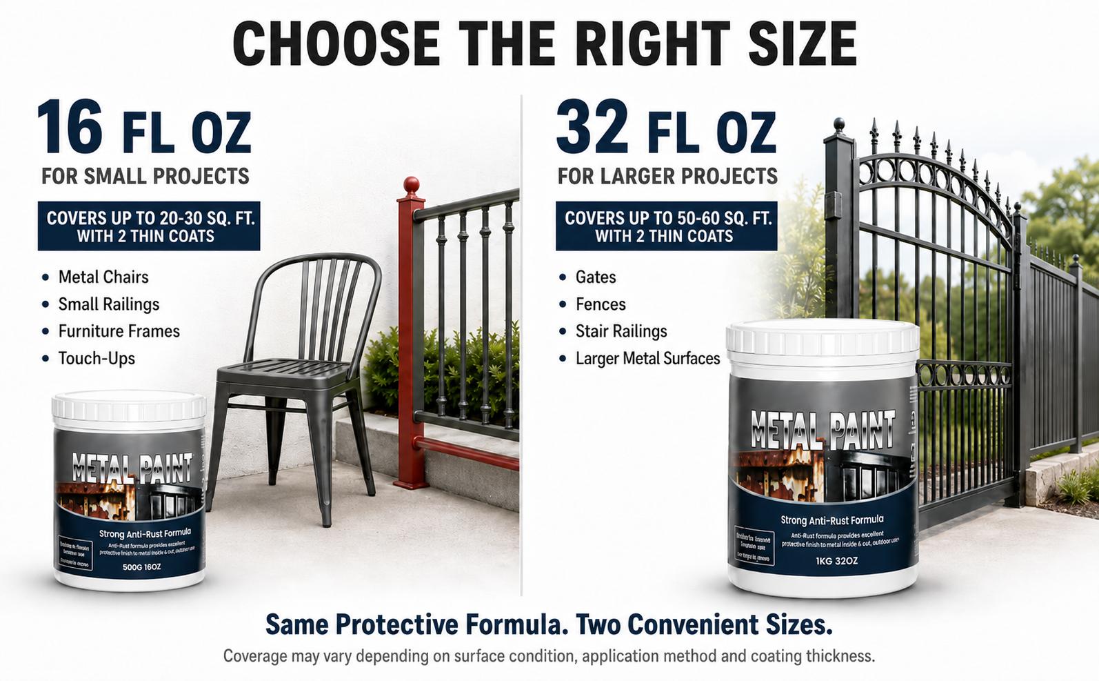 Protective Metal Anti-Rust Coat Paint - Corrosion Preventative, Outdoor Safe, Waterproof, Easy to Use, High Coverage, Low Odor, Durable for Outdoor & Garage Doors (Home Improvement Building Supplies)