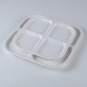 12-Piece Set 8-Inch/9.5-Inch Stone Texture 4-Compartment Plates, Fruit Plate, Candy Dish, Durable Melamine Tableware, Easy to Clean