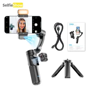 Intelligent face-tracking camera stabilizer with a detachable tracking camera lens and fill light, compatible with iPhone and Android, suitable for video recording and photography. Mobile phone photography stabilizer.