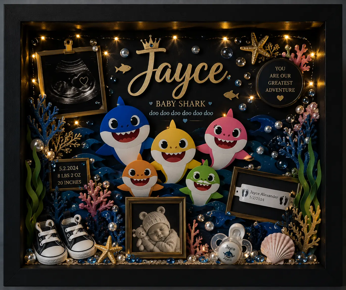 Personalized Baby Memorial Light-Up Shadow Box - Our Little Star Decorative Flower Fairy Nursery Wall Photo Frame Home Decor