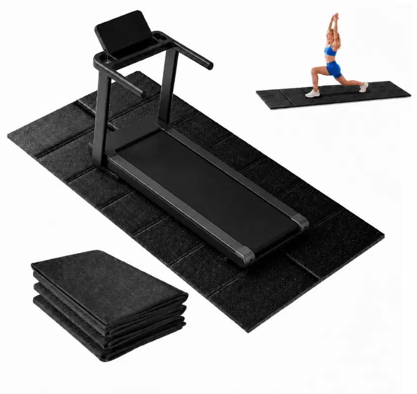 Treadmill Mat Walking Pad Mat for Carpet, 55"x23.6" Foldable Exercise Equipment Mats - 4mm Thick Non-Slip, Shock Absorbing, Hardwood Floor Protection for Exercise Bike/Weight Bench/Treadmill/Yoga