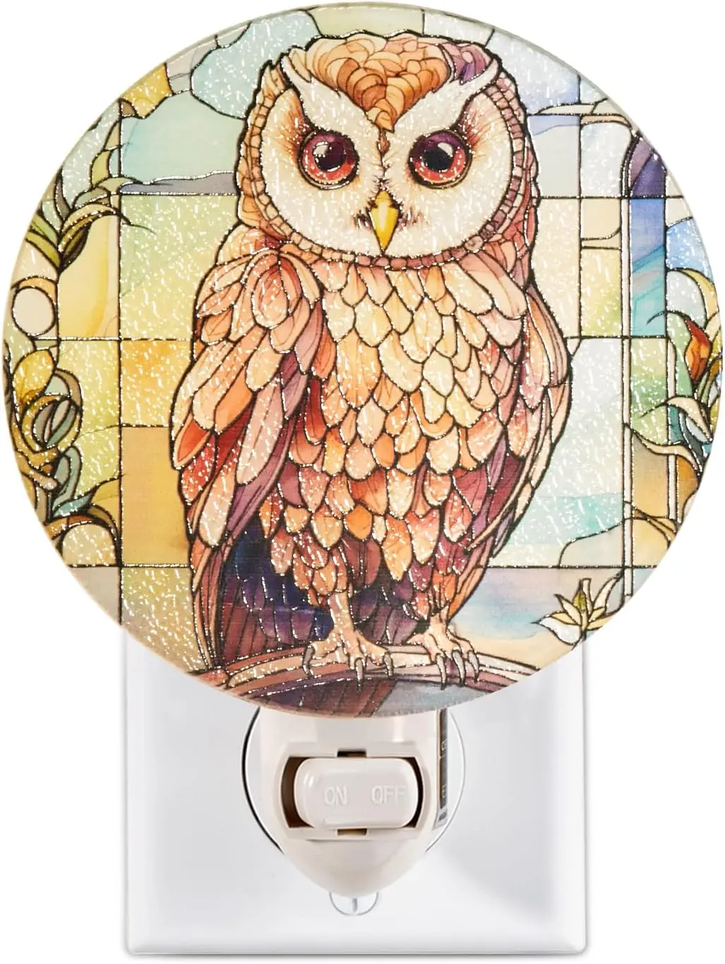 Stained Glass Style Owl Plug-in Wall Decorative Light - RL Glass, Warm Glow, Bluetooth, Easy On/Off Switch, For Vertical Outlets Only, Hallway Bedroom, Cottagecore Aesthetic, Animal Decor, Glow Light Specialty & Decorative Lighting