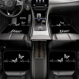 4pcs Customizable Name Car Floor Mats Butterfly Personalized Design Pattern - Perfect Gift for Christmas, Halloween, Father'S Day, And Valentine'S Day - Easy-To-Clean Car Interior Accessory - Exquisite Appearance, Suitable for Sedans, Trucks