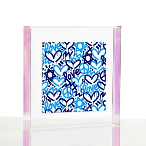Jewish Love Wexel Float Frame - 8x8 Print in Rainbow Acrylic Frame