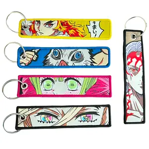 Demon Anime Embroidered Keychain Jet Tag | Cool Car Key Ring, Anime Bag Accessory, Gift for Fans