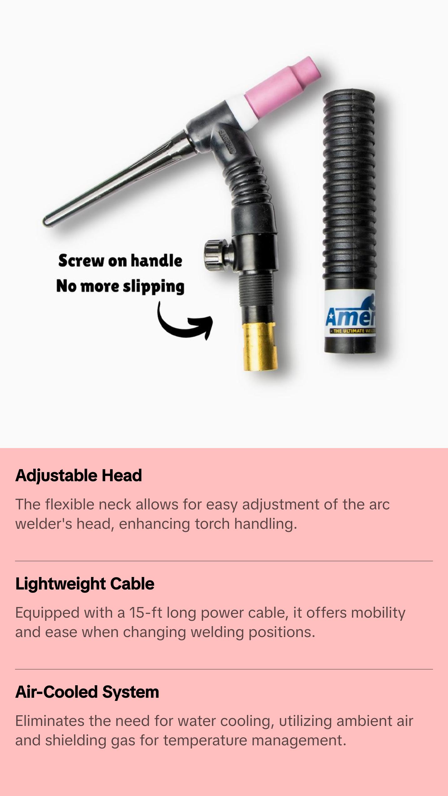 TIG Master 220 Amp air cooled with flex Head Tig Torch