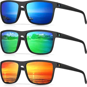 JOSCHOO Square Polarized Sunglasses Men, Mens Sunglasses Polarized UV Protection Vintage Style Sun-Glasses Driving Travel Lightweight Frame Sun Glasses Goggles (3 Packs)