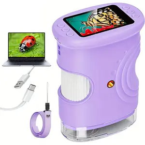 Handheld Microscope with 2 Inch Screen, Digital Mini Magnifying Glass, Portable Stem Toy for Kids 5-13, USB Rechargeable Educational Gift