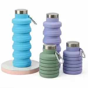 Premium Ultra-Light Foldable Collapsible Silicone Water Bottle with Carabiner Clip | Leak Proof Heat & Cold Resistant Food Grade BPA Free Dishwasher Safe | Portable for Hiking Cycling Backpacking Camping Gym Travel | Birthday Gift for Outdoor Enthusiasts