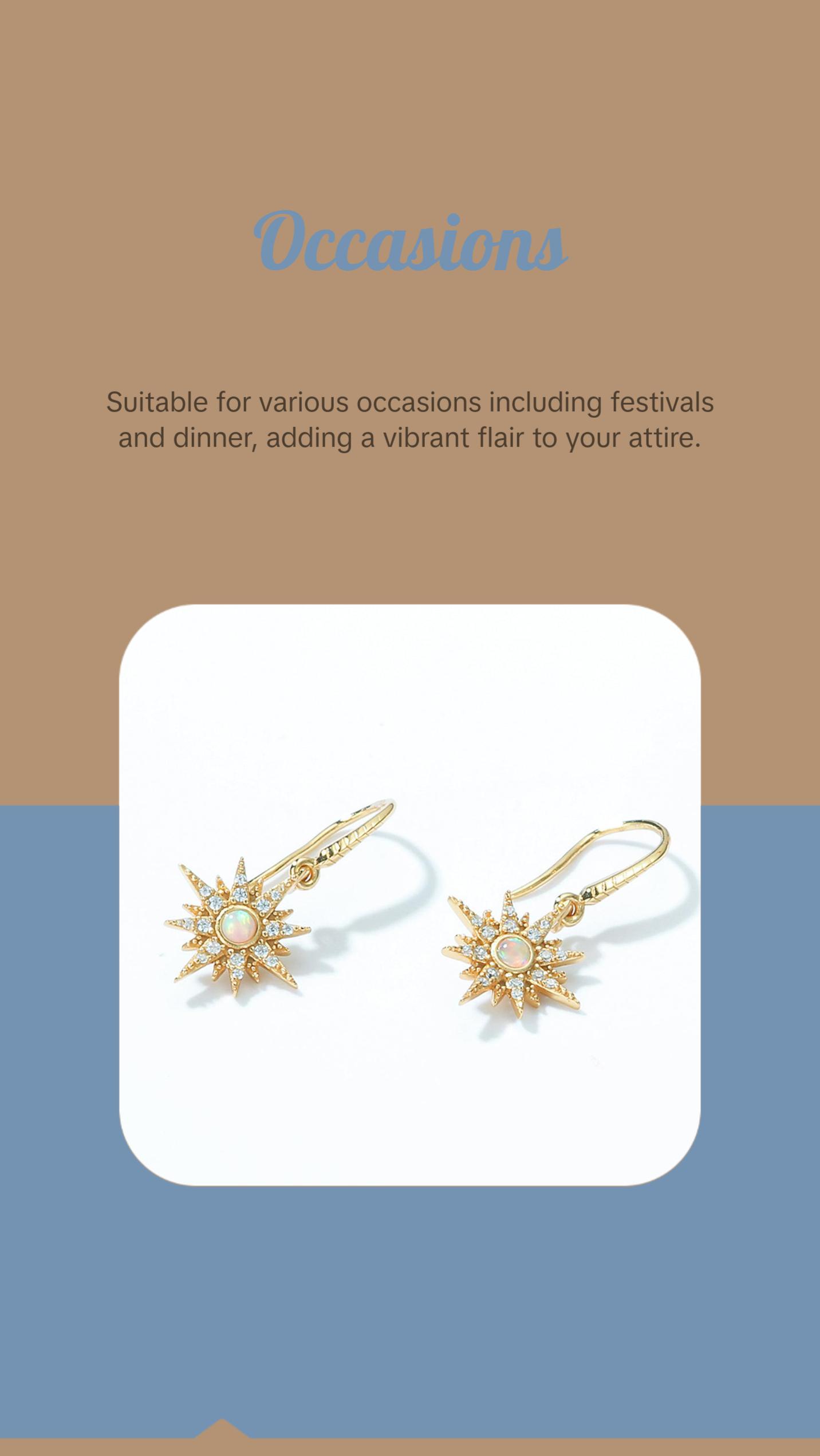 Opal Starburst Hook Earrings