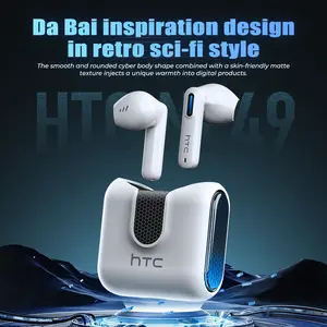HTC NE49 Wireless Bluetooth 6.0 Earphones with Charging Case IPX5 Waterproof 35 Hours Battery Life Built-in Microphone for Daily Use Sports Travel