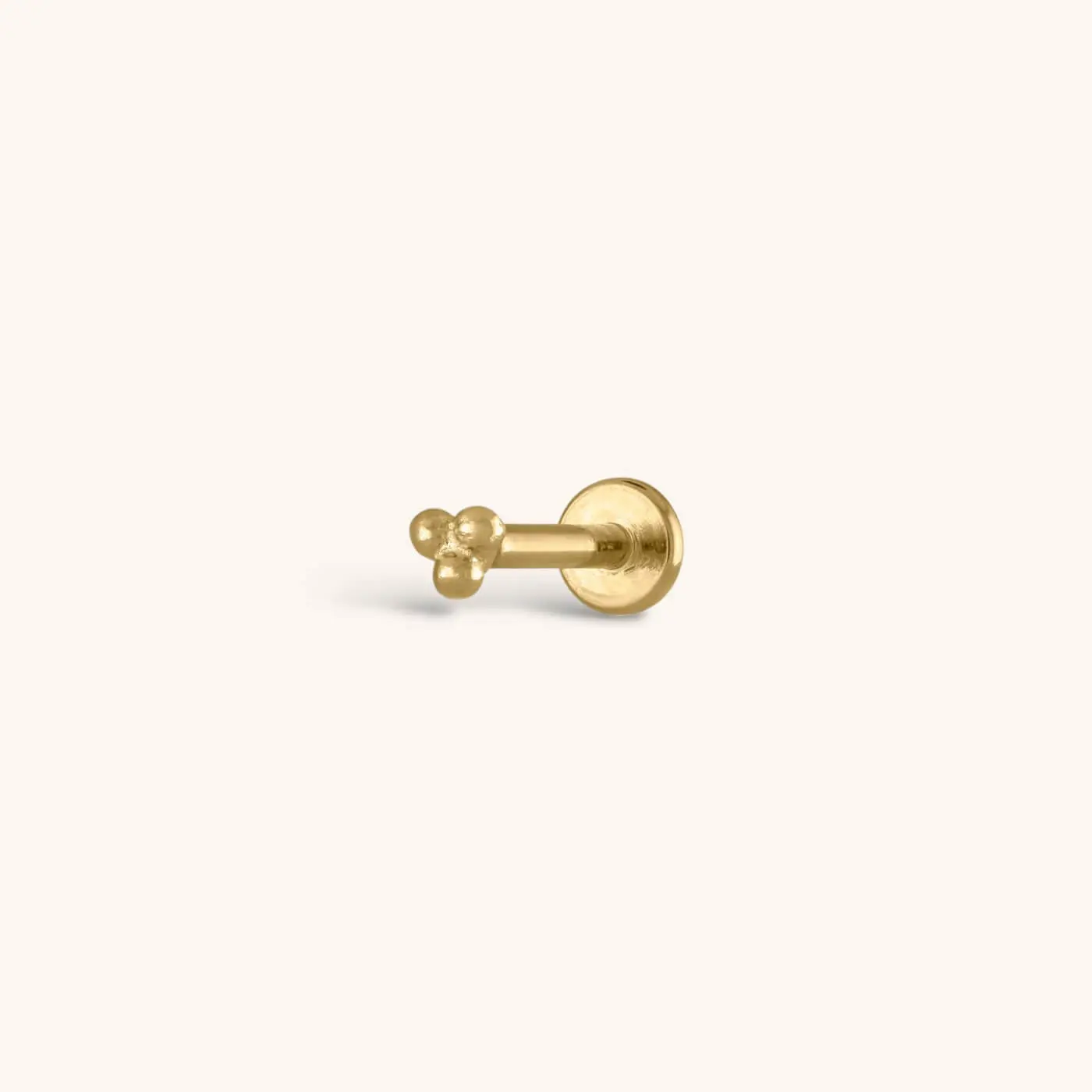 Trinity Threaded Flat Back Earring - Gold, Hypoallergenic Titanium-Silver Helix Stud for Sensitive Ears Solutions