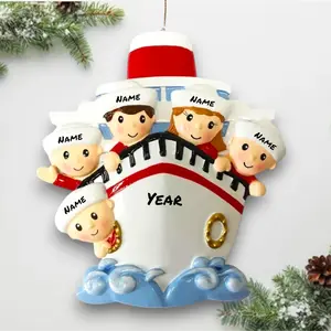 Personalized Family of 5 Cruise Ship Christmas Ornament – Custom Names & Year – Nautical Holiday Vacation Keepsake 2025