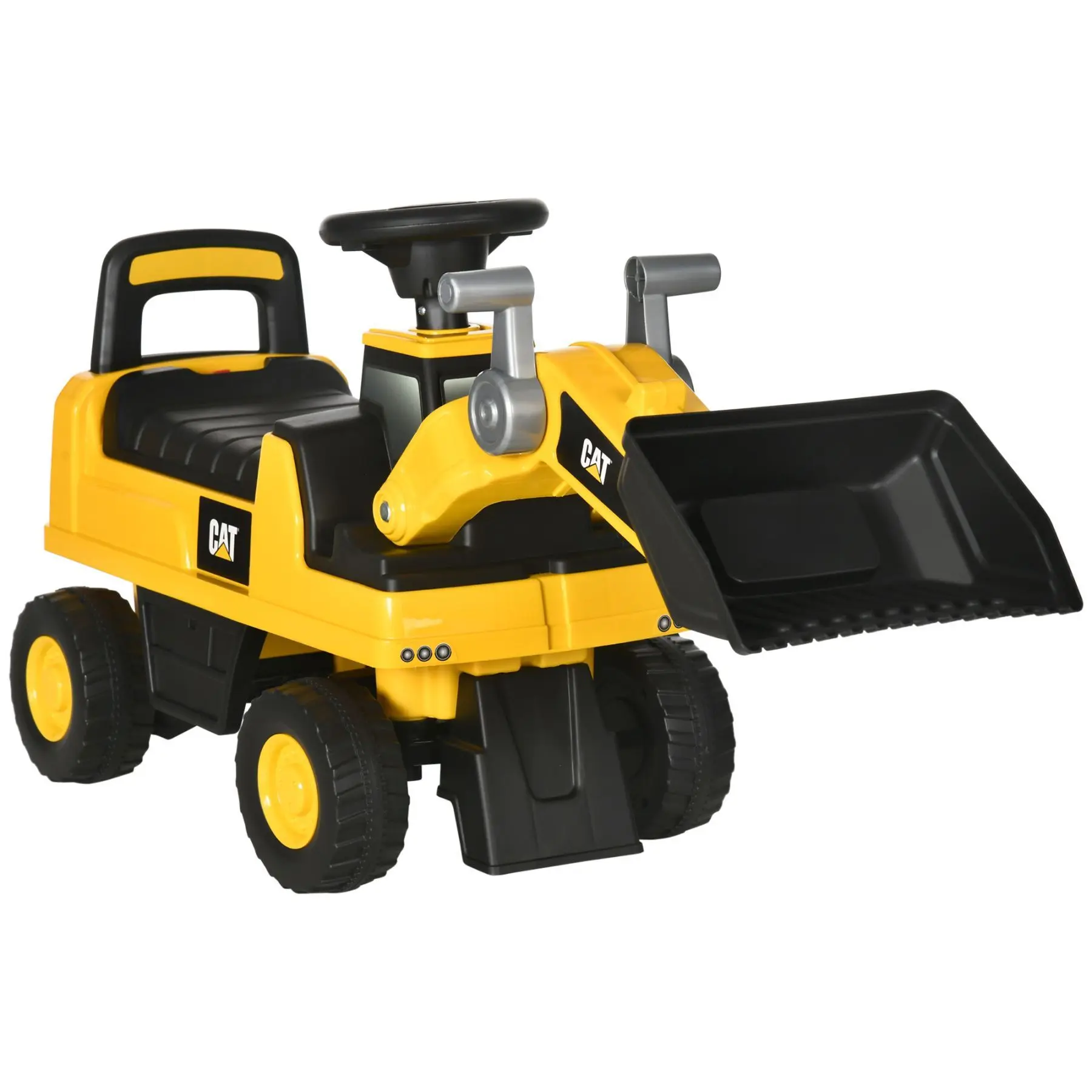 Ride on Excavator for Kids, Caterpillar CAT Licensed Ride on Digger Construction Vehicles with Manual Shovel, Horn, Hidden Storage, Foot to Floor No Power Kids Ride on Car for 1.5-3 Years
