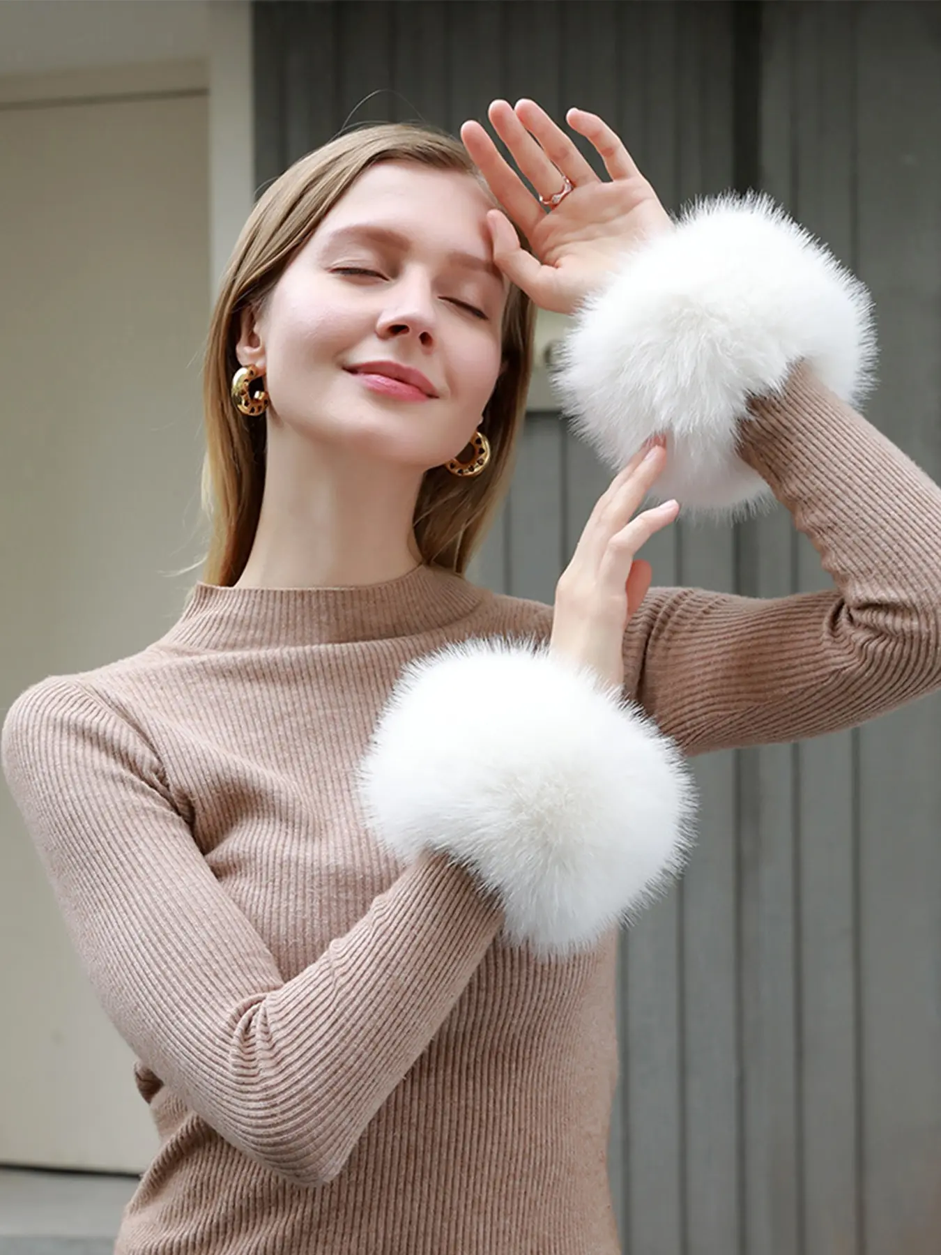 Pure Color Artificial Fur Wrist Cuffs, Elegant Soft Warm Elastic Wristbands, Fall & Winter Cold-Resistant Decorative Wrist Sleeves, Gloves, Gloves For Cold Weather