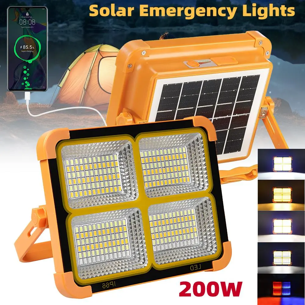 1PC Solar Portable Work Light with Stand, 100W Battery Rechargeable Light with 4 Modes, LED Cordless Flood Lights for Work, Emergency Power Failure, Car Repair Portable Led Floodlight Flashlight Emergency Light