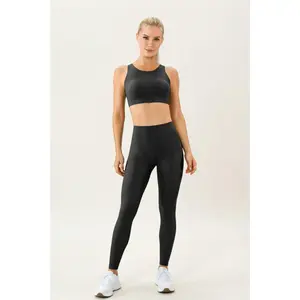 High-Neck Sports Crop Top with Built-In Padding