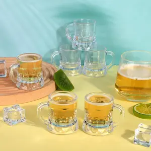 Mini Beer Cup Set, Round Reusable Plastic, Durable Handle, Multifunctional, Perfect for Festivals and Celebrations, Ideal Partyware