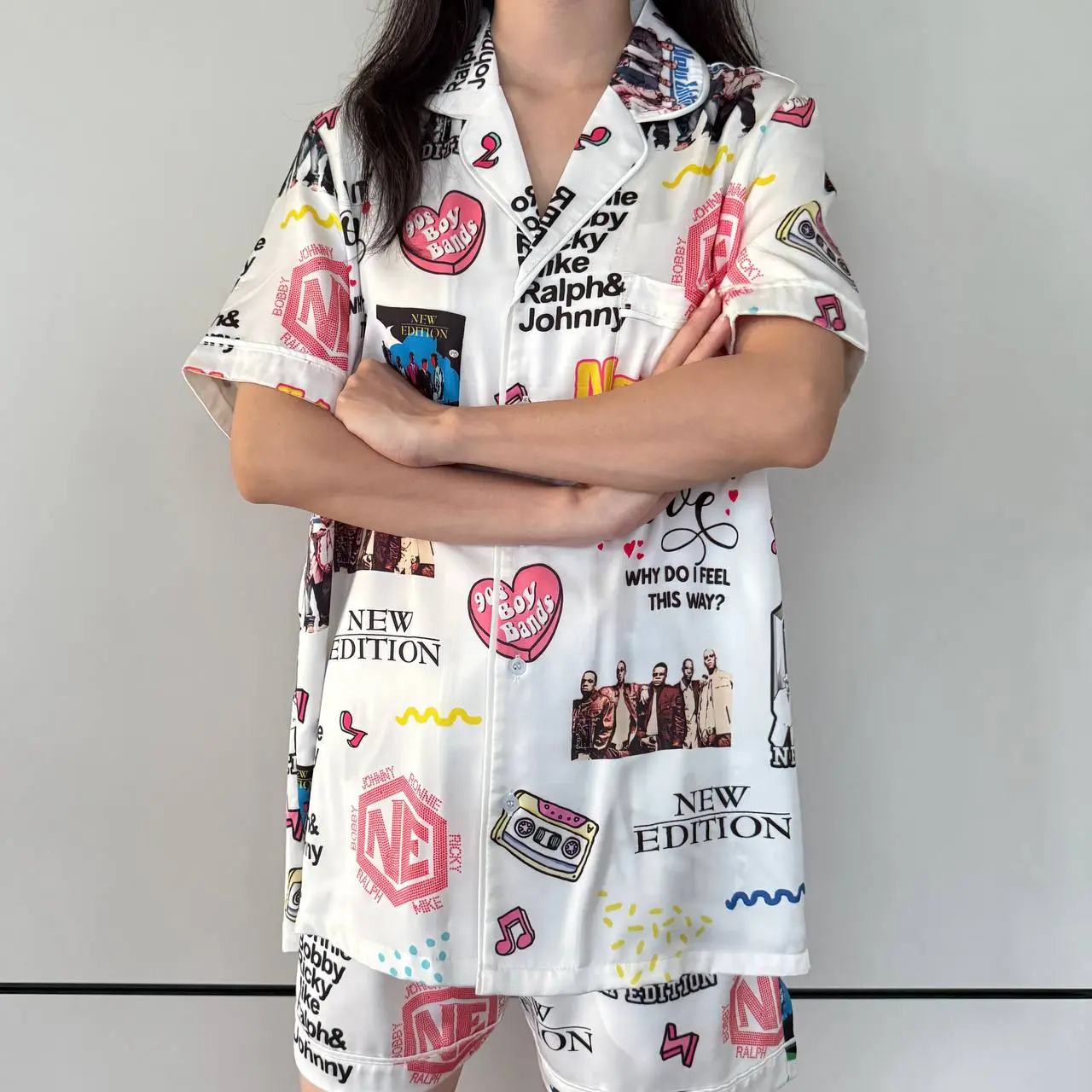 Vintage NE Band Pajama Set , 90s Bands Pjs, R&B Concert Fan Apparel, Pajamas For Music Lover, Casual Comfy Short Sleeves, Loungewear Nightwear Pajamas