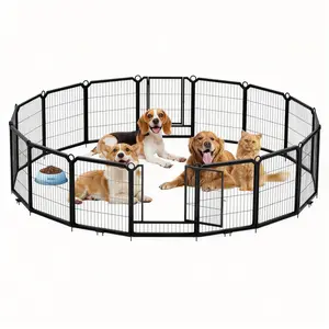 Garvee Dog Playpen with Gate Dog Fence Outdoor for Yard 32 in 16 Panel Pet Exercise Pen for Medium Dogs with Fixed Stakes  for Rv Camping Garden at Home