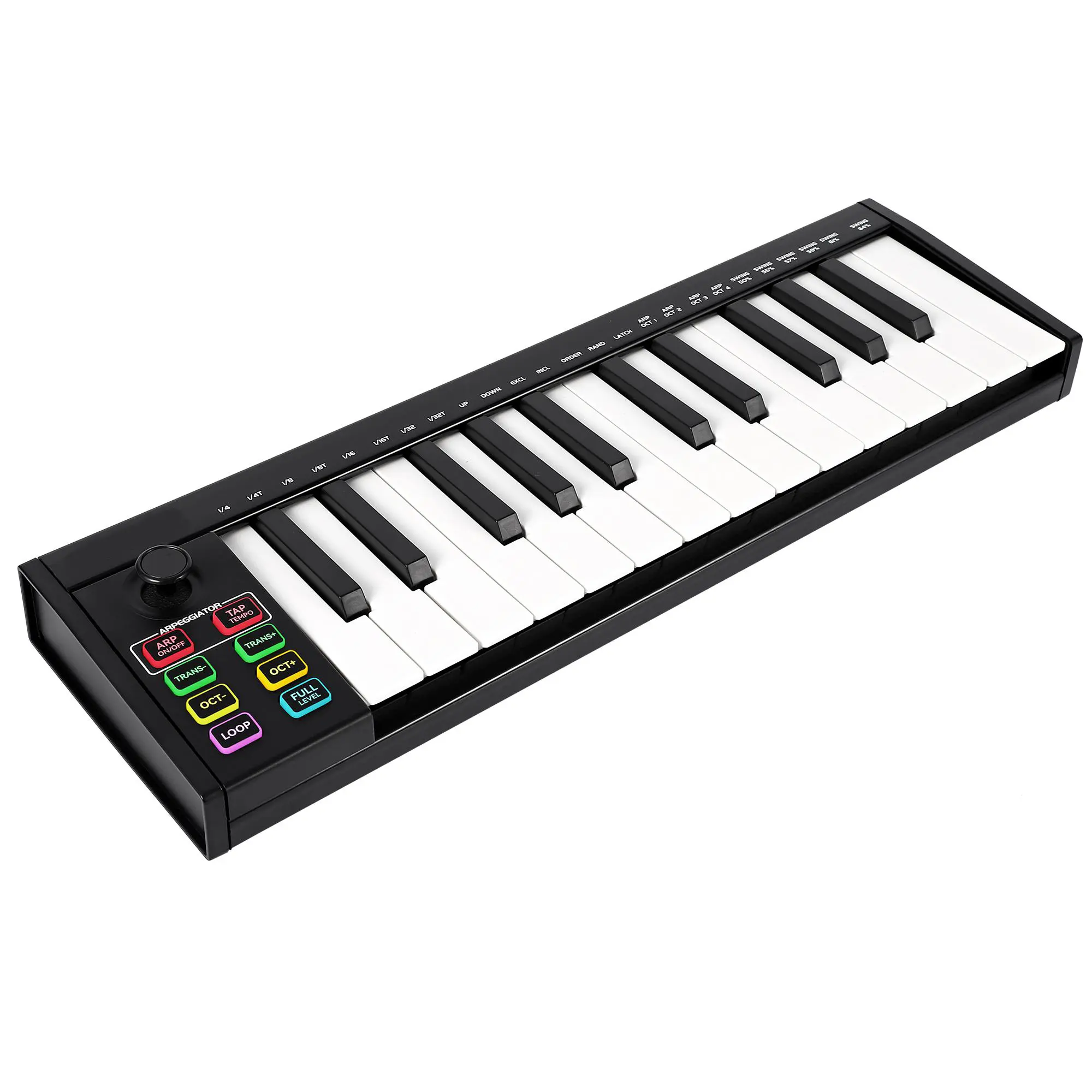 Wireless 25-Key MIDI Keyboard Controller with 8 Drum Pads, Portable USB Bluetooth MIDI Keyboard for Mac PC iPad, Beat Maker Machine with OLED Screen & Sustain Pedal Support, Music Production Starter Kit for Beginners & Pro, Black