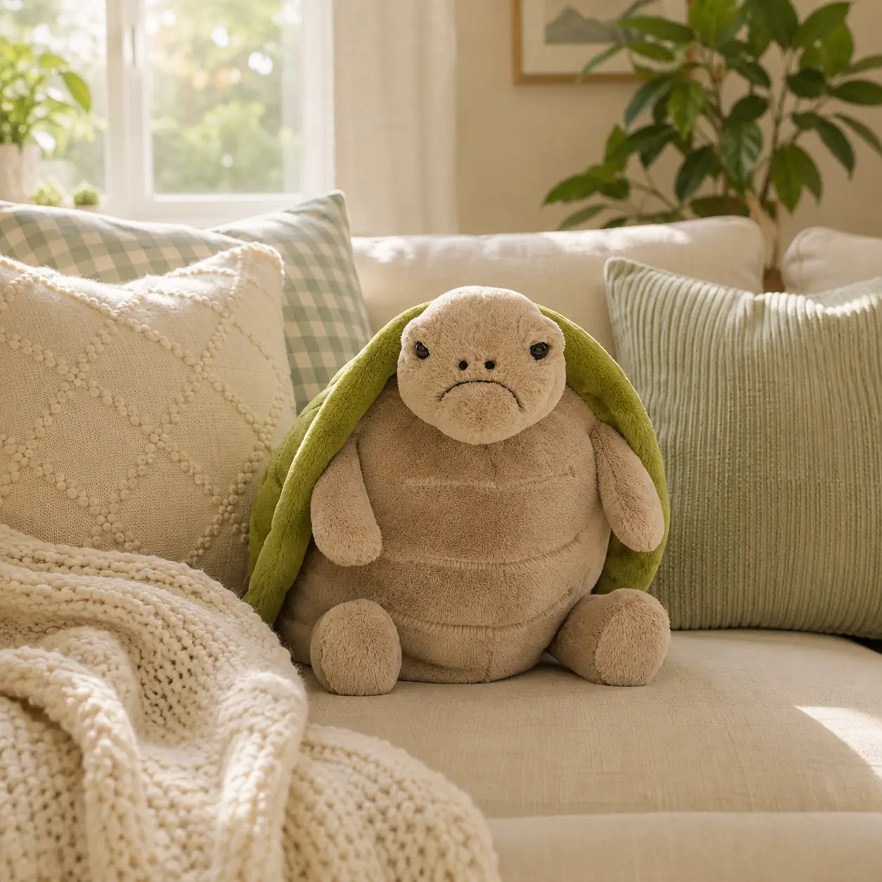 Jellycat Timmy Turtle Stuffed Animal – Soft Cute Turtle Plush with Grumpy Face, Cozy Collectible Toy & Gift