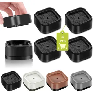 4-Pack Adjustable Heavy-Duty Furniture Riser Blocks — Square, Stackable Bed Elevators that lift 1", 2", or 3"; suitable for tables, desks, couches, chairs, sofas, cabinets, beds, dorm rooms; black