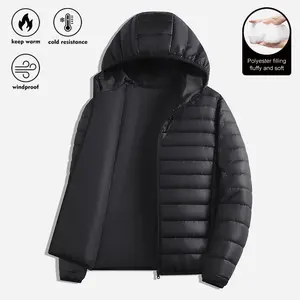 Men's Winter Black Thick Warm Hooded Jacket Coat Full Zip Closure Windproof for Daily Casual Outdoor Activities