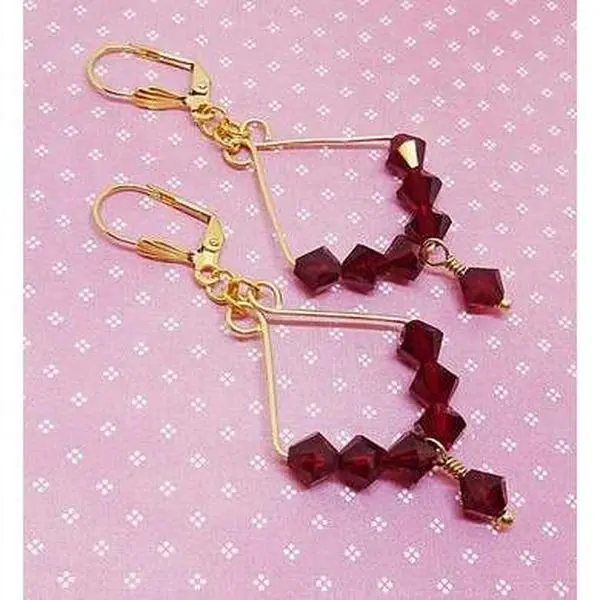 Chic Brico Siam Red Diamond-Shaped Dangle Earrings