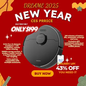 Dreametech D10s Pro Robot Vacuum and Mop Combo, Powerful 5000Pa Suction, AI-Powered Obstacle Recognition, 280mins Runtime, Robot Vacuum Cleaner Compatible with Alexa, Perfect for Pet Hair, Carpets l10s  pro robo  rock