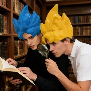Halloween Cartoon Anime Dragon Ball Headset Mask Wig Mask Saiya Style Latex Headwear Game Performance Supplies