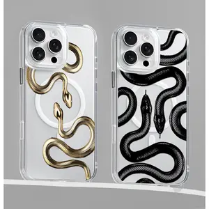 Luxury Snake Magnetic phone case for iPhone 17/16/15/14/13/12/11 Xs Pro Max Plus,with MagSafe,for Samsung S26/S25/S24/S23/S22/S21/NOTE20/10/9/PLUS/ULTRA/FE/EDGE/A56/A54/A57/A55/A37/A36/A35/A34/A26/A25/A24/A23/A17/A16,Shockproof Protective cover