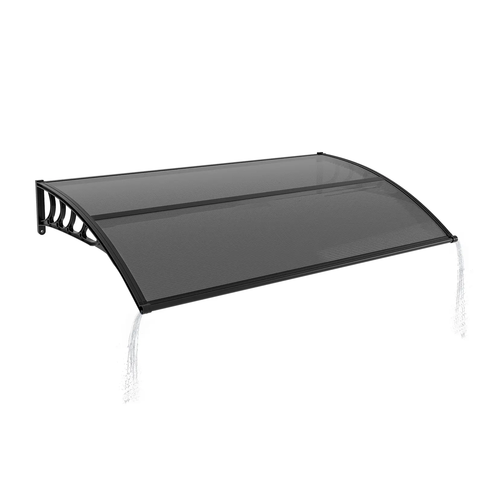 40×60in Door Awning, Weather-Resistant PC Canopy with Built-in Drainage System and Black ABS Bracket for Porch, Patio