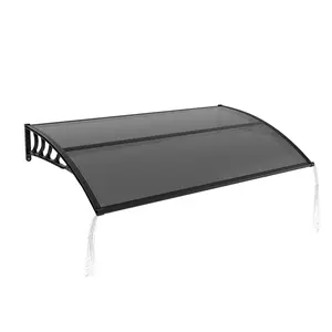 40×60in Door Awning, Weather-Resistant PC Canopy with Built-in Drainage System and Black ABS Bracket for Porch, Patio