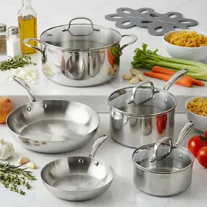 10-Piece Tri-Ply Stainless Steel Cookware Set
